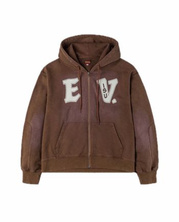 Evisu EV and Seagull Patches Embroidery Relax Fit Hoodie Jacket Brown 2EAEJM5SW6022RXFL