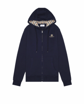 Aquascutum Full Zip Hoodie fleece Navy AW_ICON_SW001