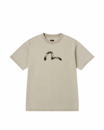 Evisu Hand-Drawn Seagull Print Relax Fit T-Shirt Cream 2EAEJM5TS6110RXCT