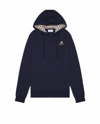 Aquascutum Small Logo Hoodie fleece Navy AW_ICON_SW002