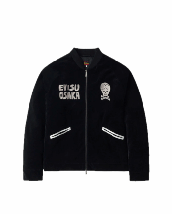 Evisu Vintage Velvet Regular Fit Padded Souvenir Jacket Black 2EAEJM5JK6101XXVQ