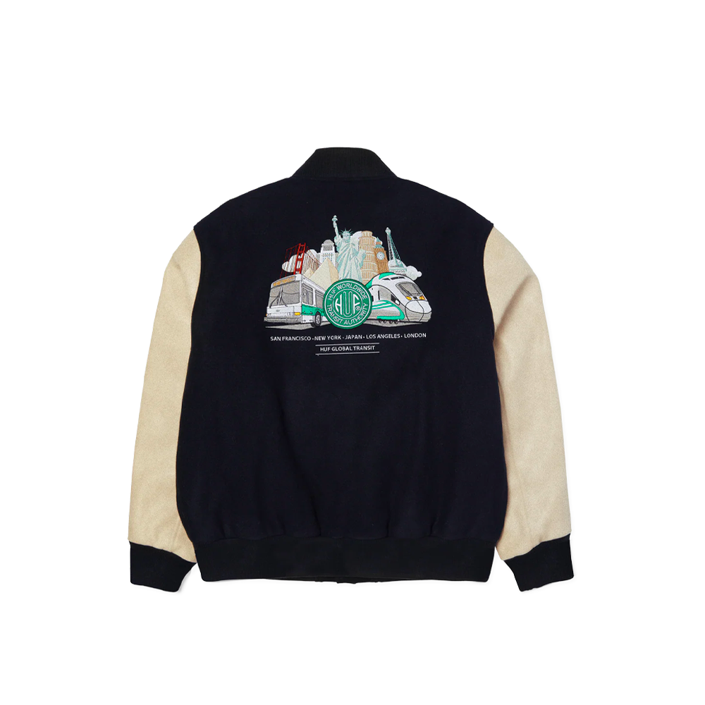 Huf Global Transit Varsity Jacket Navy JK00476_NVY