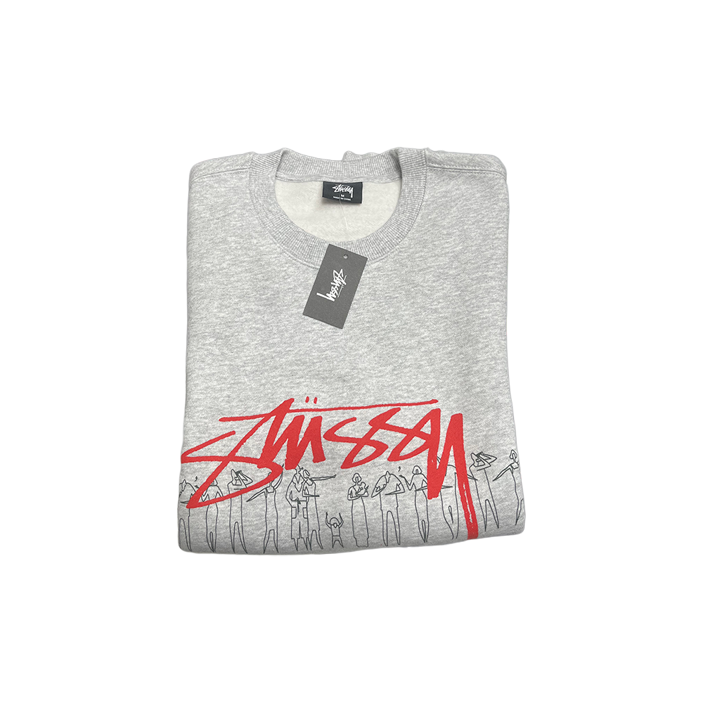 Stussy People Stripe Crew Ash Heather 2911183_ASH