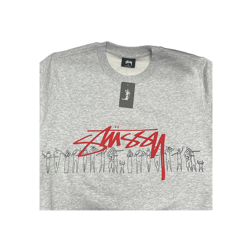 Stussy People Stripe Crew Ash Heather 2911183_ASH
