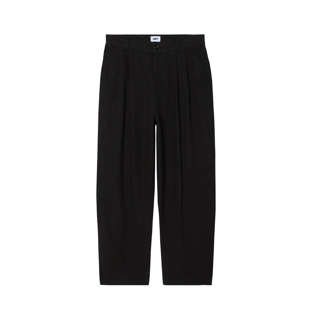 Obey Foster Pleated Linen Pant Black 142020273_BLK
