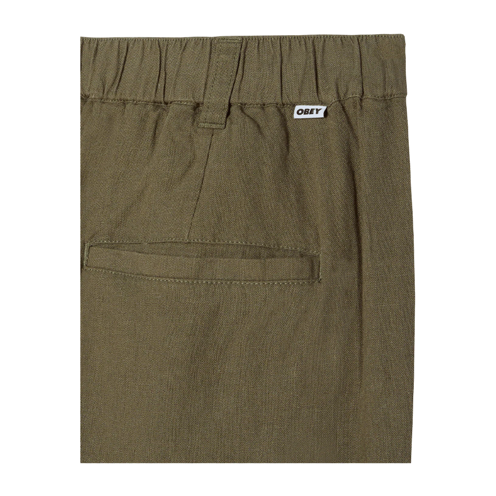 Obey Foster Pleated Linen Pant Smokey Olive 142020273_SOL