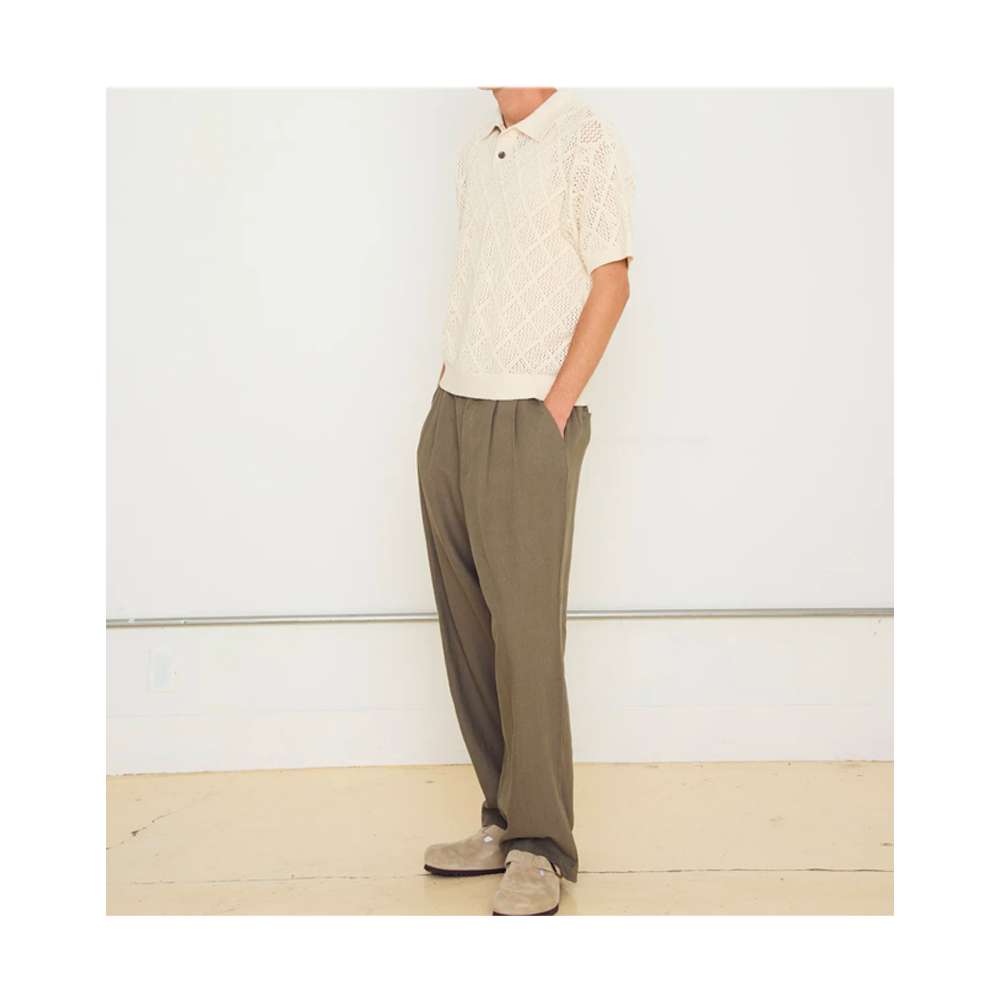Obey Foster Pleated Linen Pant Smokey Olive 142020273_SOL