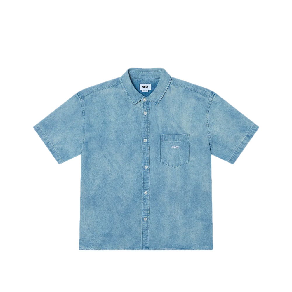 Obey Owens Denim SS Shirt Bleached Indigo 181210451_IND