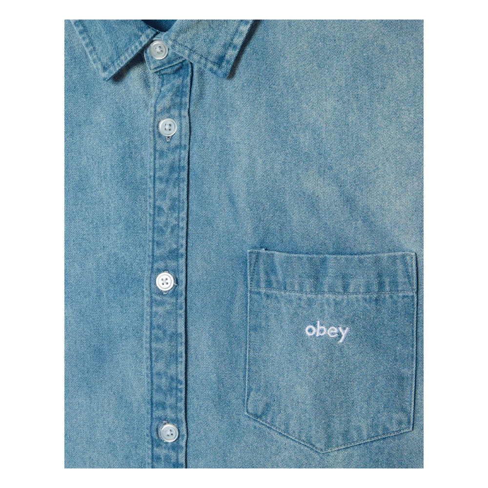 Obey Owens Denim SS Shirt Bleached Indigo 181210451_IND