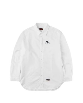 Evisu Seagull Print Oxford Shirt White 2ESHTM5SL1243RXCT