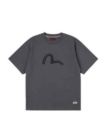 Evisu Seagull Printed Metal Studs T-Shirt Charcoal 2ESHTM6TS1088XXCT