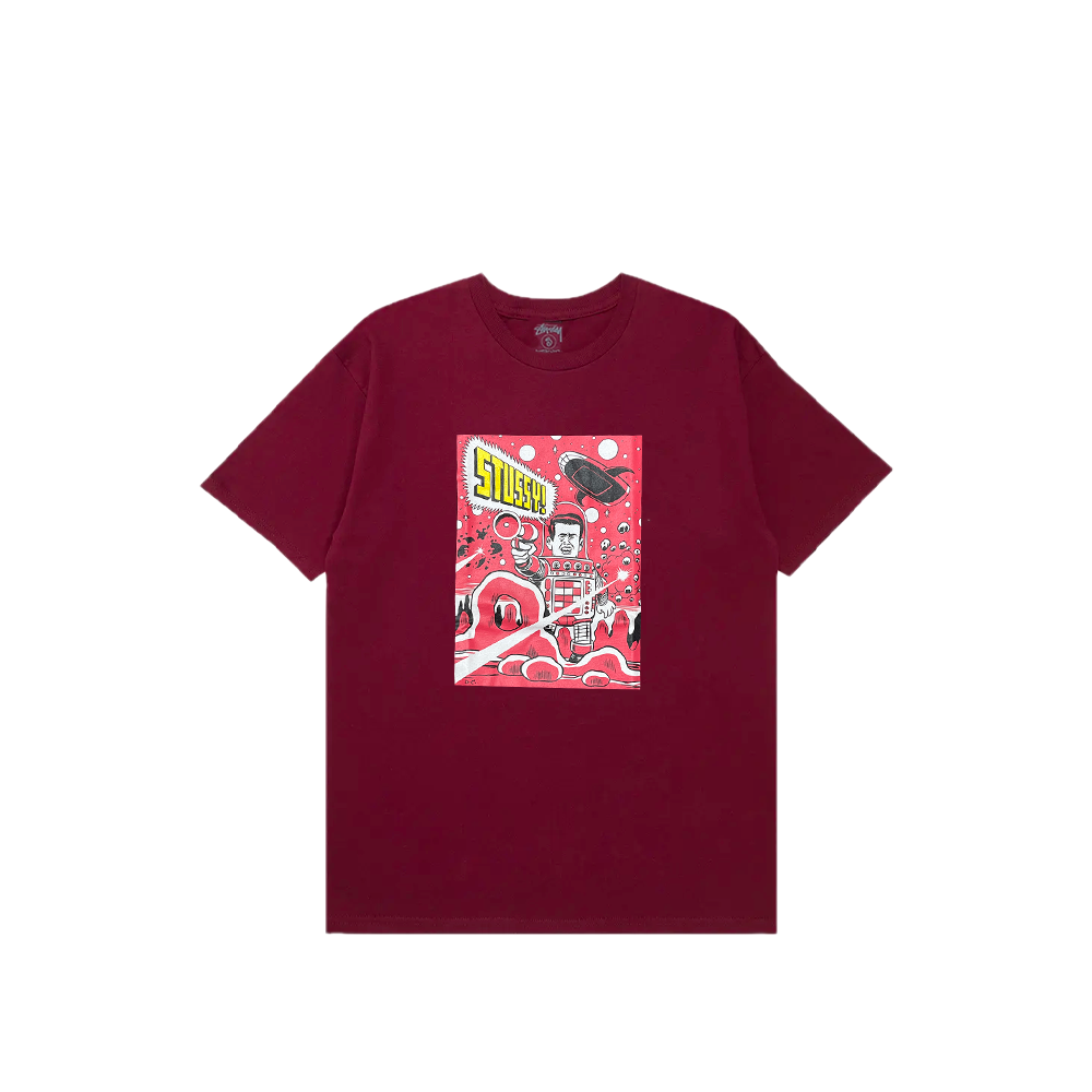Stussy x Daniel Clowes Space Graphic Tee Burgundy 0900065_BRG