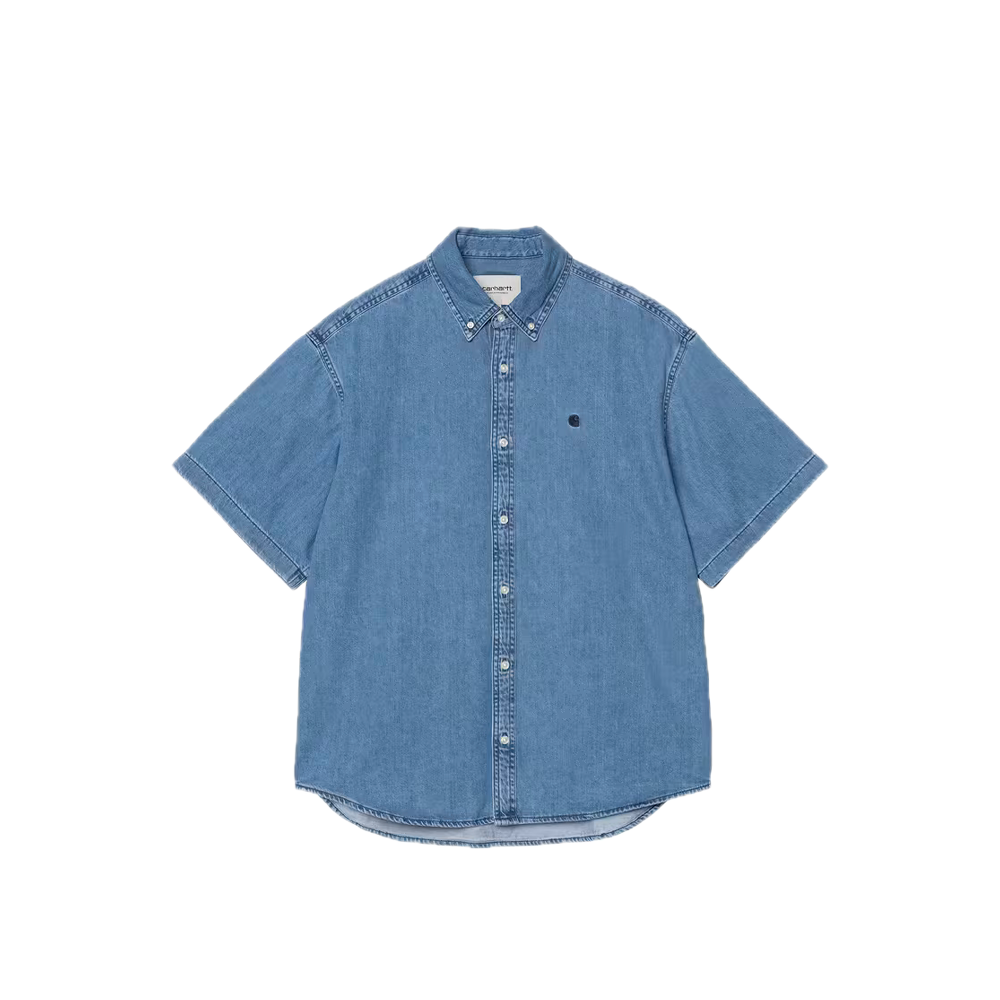 Carhartt WIP S/S Lucas Shirt Blue (Stone Washed) I034575_01_06
