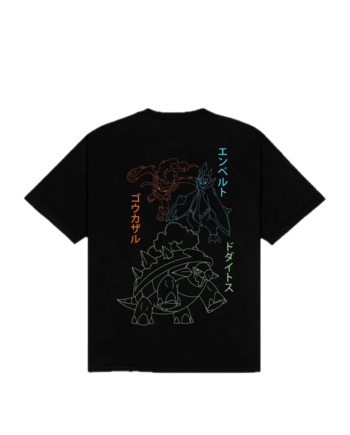 Dolly Noire x Pokémon Sinnoh Region Starters Evolution Tee Black TS1344-T4-01