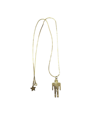Stussy Robot Pendant Gold Chain Necklace Gold 1199011-GLD