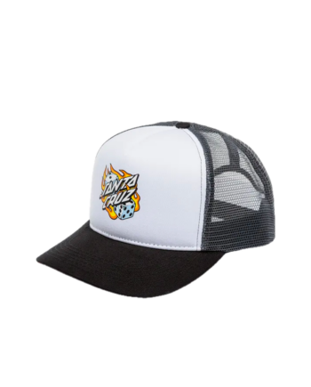 Santa Cruz Flaming Dice Dot Meshback Cap White / Grey SCA-CAP-0532
