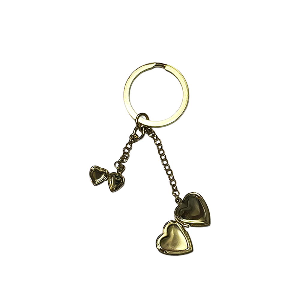 Stussy "One World One Love" Double Heart Locket Keychain Gold 1399016-GLD