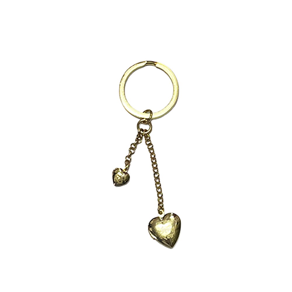 Stussy "One World One Love" Double Heart Locket Keychain Gold 1399016-GLD