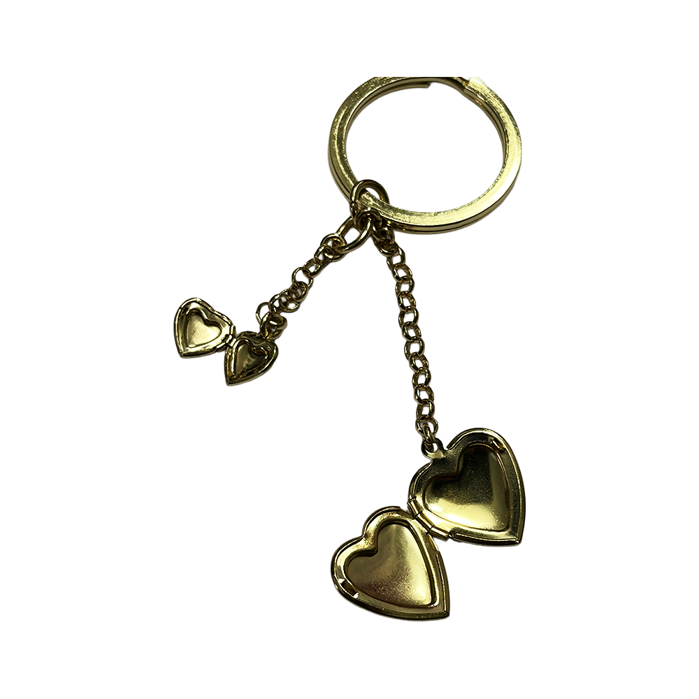 Stussy "One World One Love" Double Heart Locket Keychain Gold 1399016-GLD