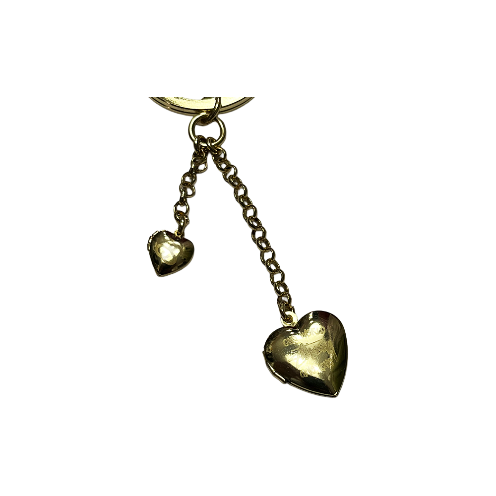 Stussy "One World One Love" Double Heart Locket Keychain Gold 1399016-GLD