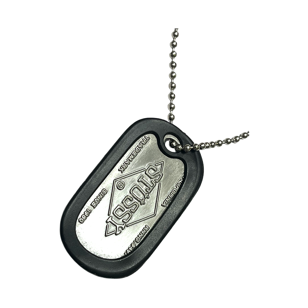 Stussy Dog Tag "Since 1980" Silver Ball Chain Necklace Silver / Black 1199014-SLV