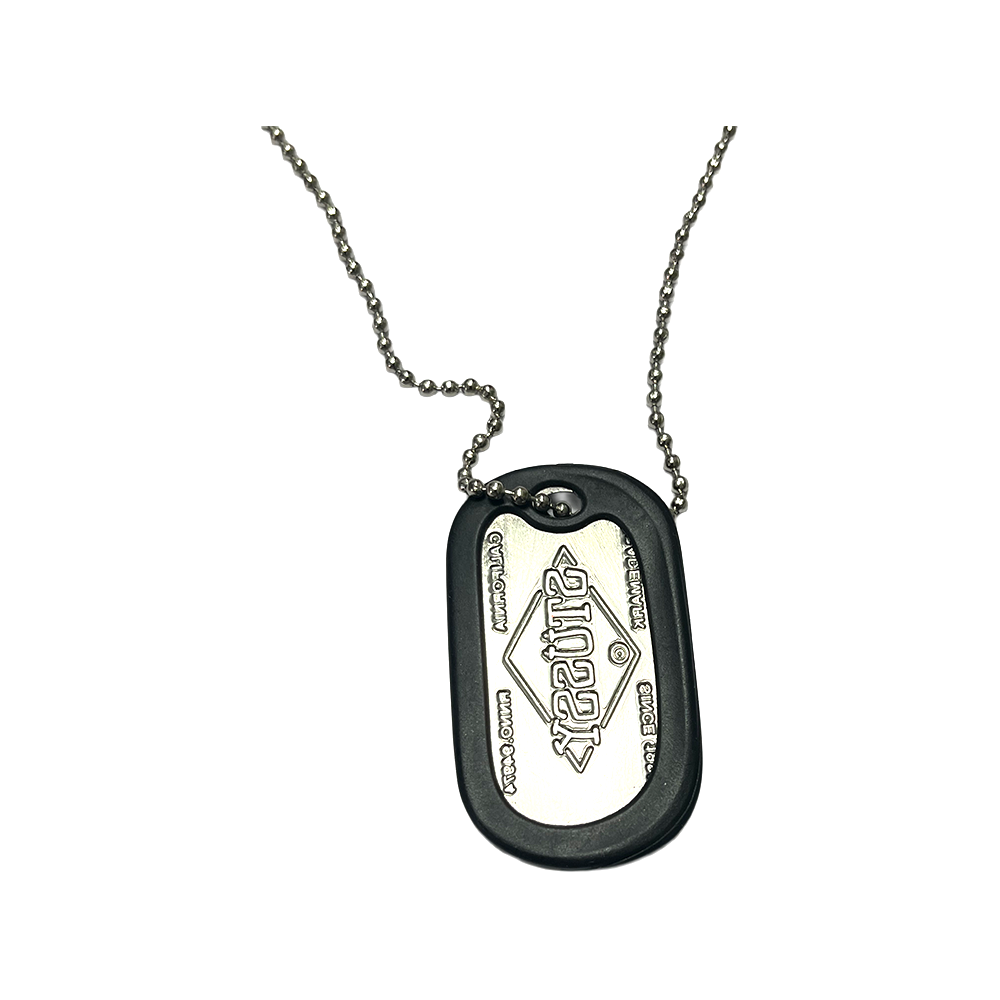 Stussy Dog Tag "Since 1980" Silver Ball Chain Necklace Silver / Black 1199014-SLV