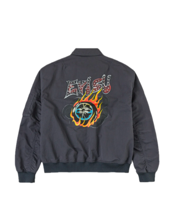 Evisu Metal Studs Logo Relax Fit Bomber Jacket Grey 2ESHTM6JK1017RXSN