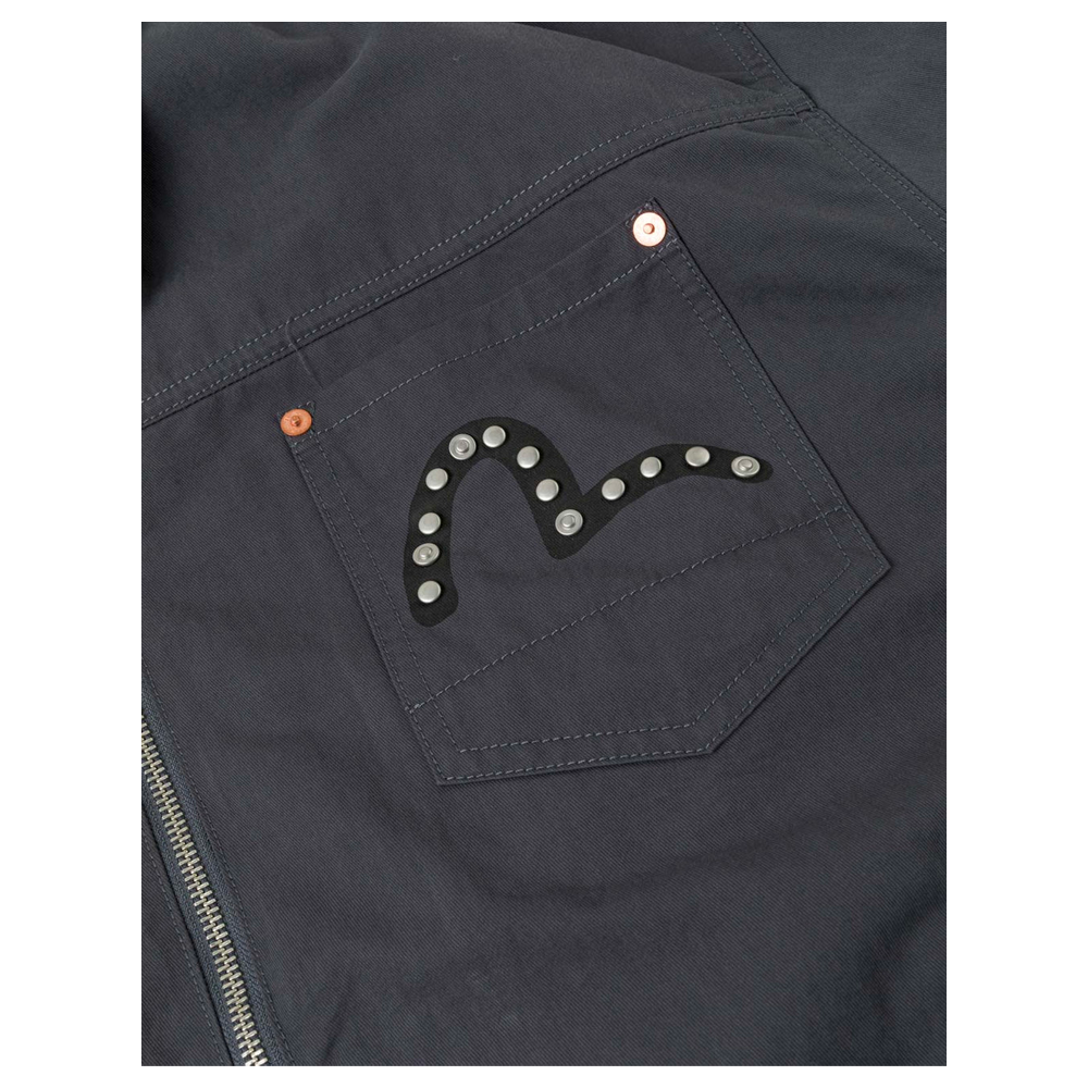 Evisu Metal Studs Logo Relax Fit Bomber Jacket Grey 2ESHTM6JK1017RXSN