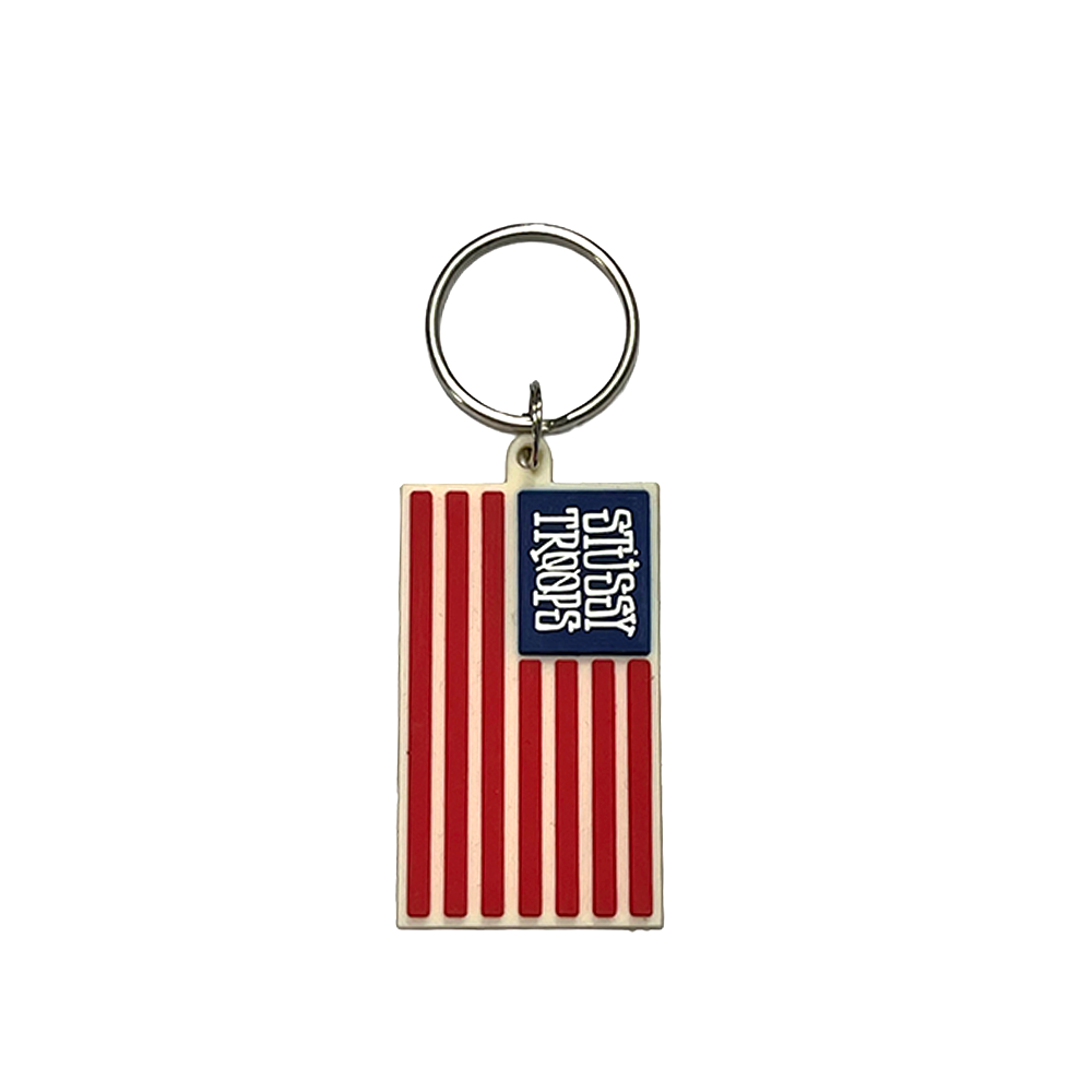 Stussy Troops Flag Key Ring White FFST0380128