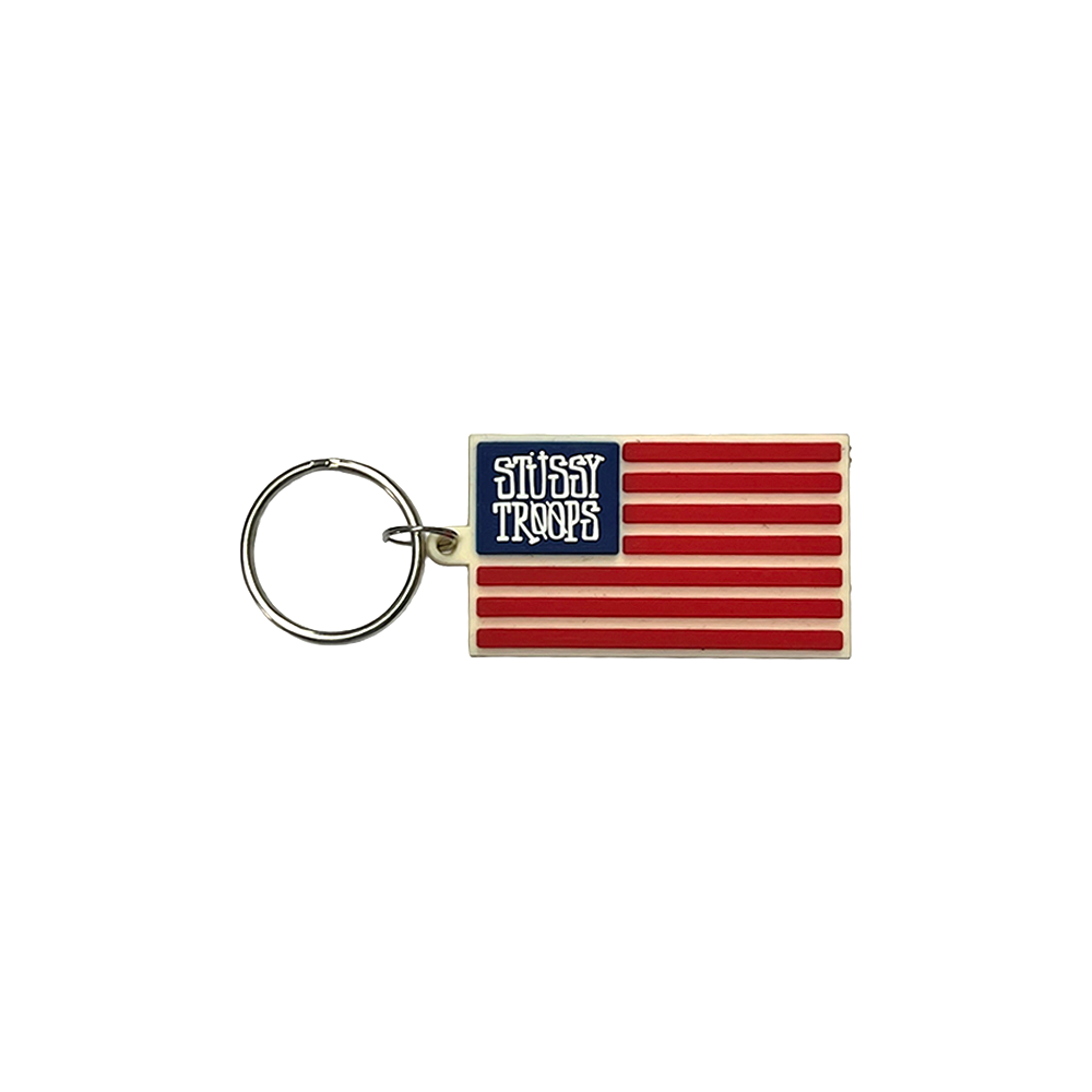 Stussy Troops Flag Key Ring White FFST0380128