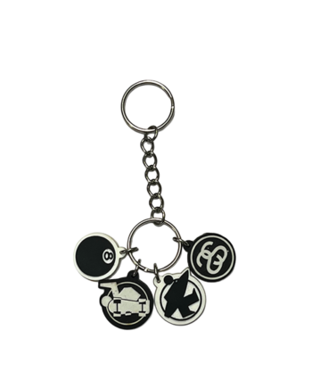 Stussy 4-Charm Multi Icon Keychain Black / White 1399015-BLK