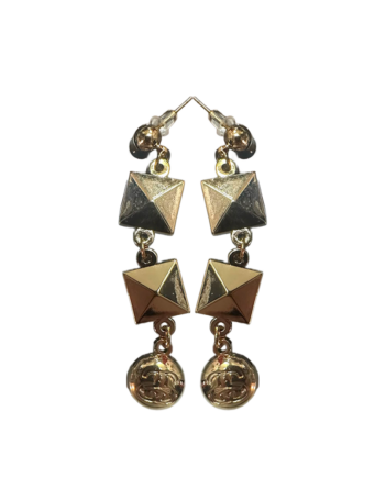 Stussy Double Pyramid Drop Earrings SS Logo Medallion Gold 1599011-GLD