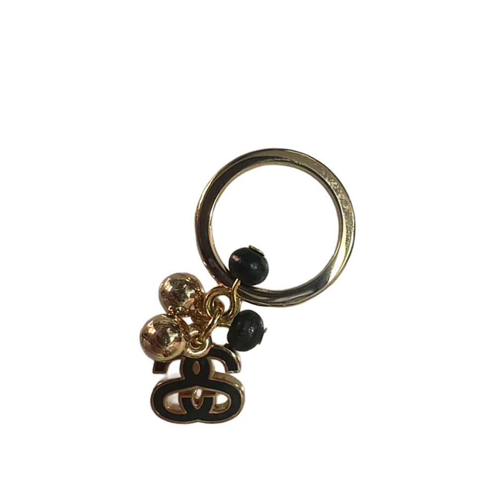 Stussy SS Logo Ring Keychain Multi Charm Black / Gold 1399017-GLD