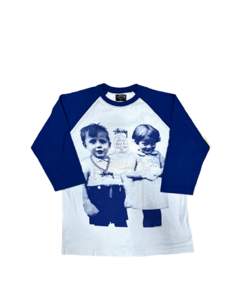 Stussy Little Crew 3/4 Sleeve Tee White / Blue 114480_BLE