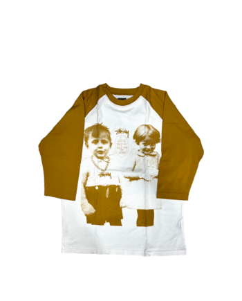 Stussy Little Crew 3/4 Sleeve Tee White / Orange 114480_ORG