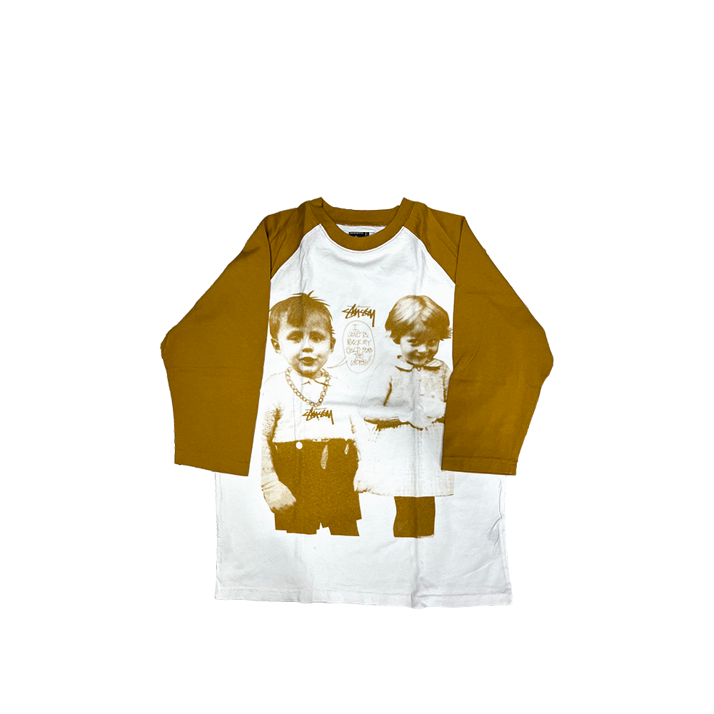 Stussy Little Crew 3/4 Sleeve Tee White / Orange 114480_ORG