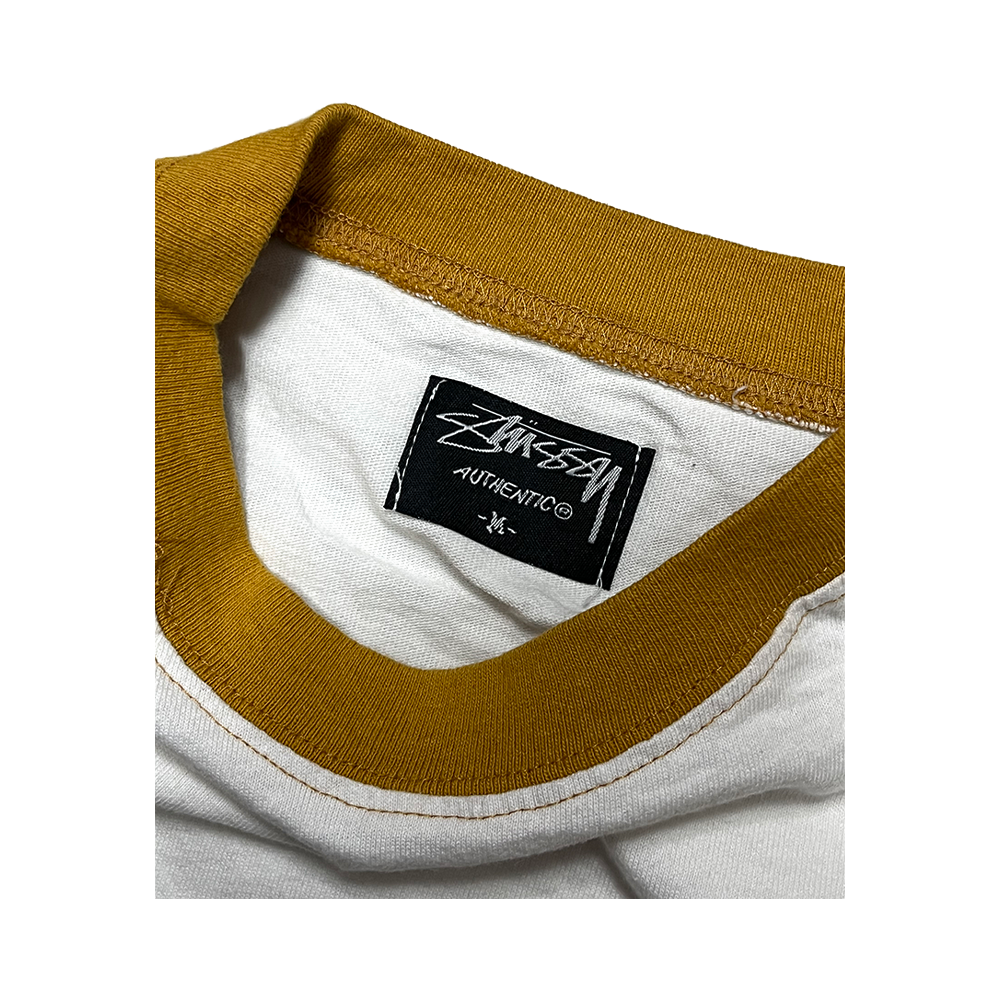 Stussy Little Crew 3/4 Sleeve Tee White / Orange 114480_ORG