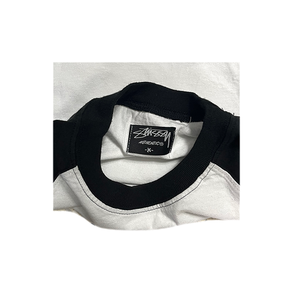 Stussy Little Crew 3/4 Sleeve Tee White / Black 114480_BLK
