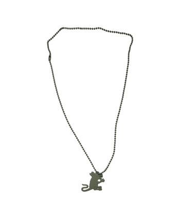 Stussy Rat Pendant Silver Ball Chain Necklace Silver Green 1199013-SLG