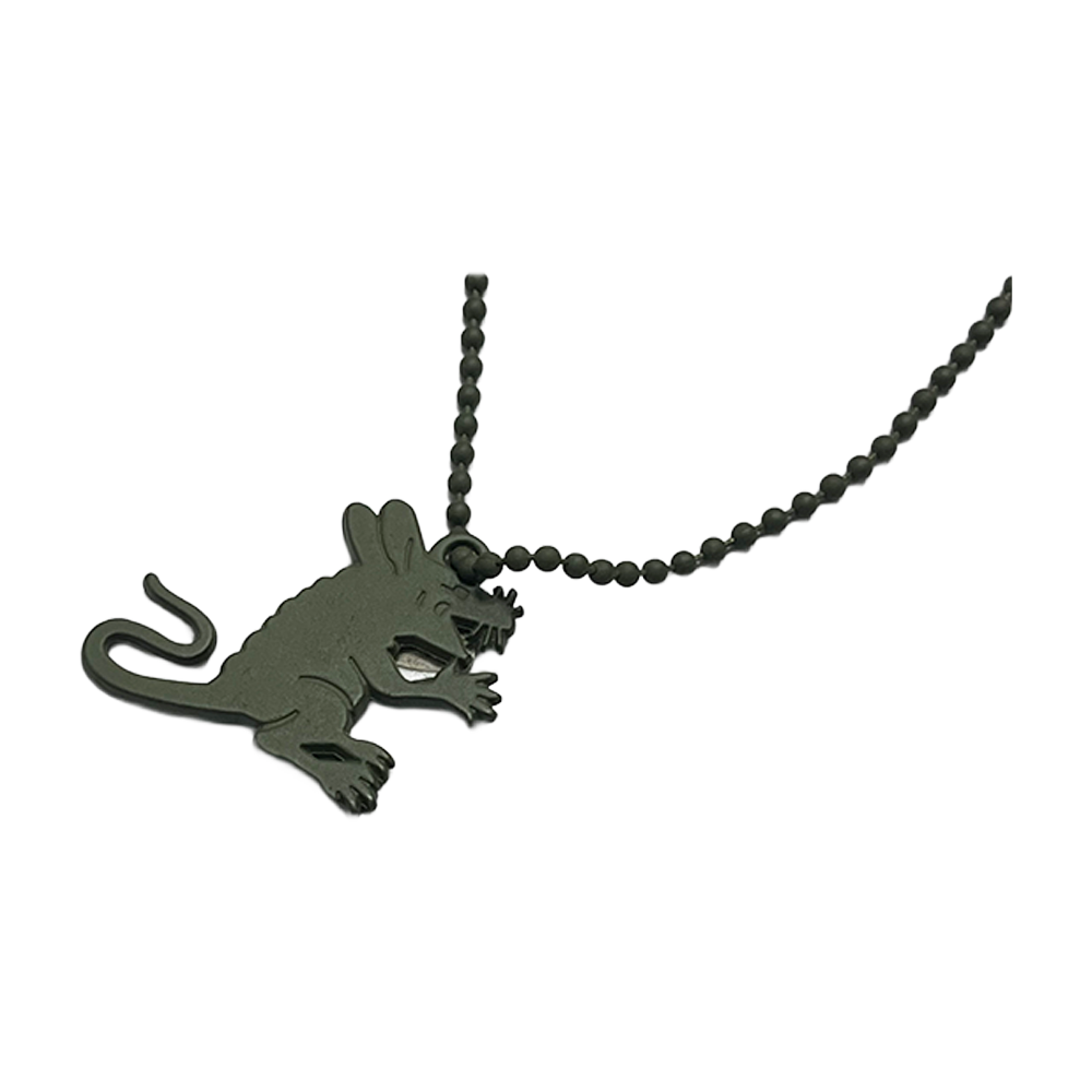 Stussy Rat Pendant Silver Ball Chain Necklace Silver Green 1199013-SLG