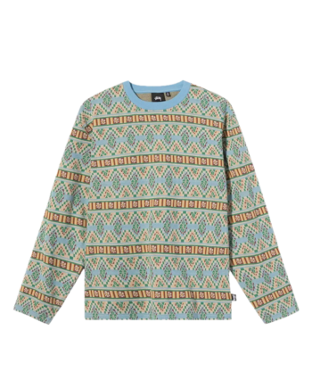 Stussy Giza Long Sleeve Crew Blue 1140245_BLE
