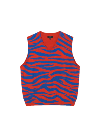 Stüssy Tiger Printed Sweater Vest Red 117139_RED