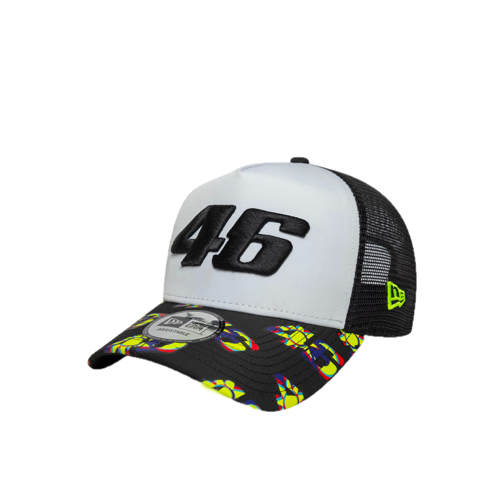 New Era VR46 Print Visor 9FORTY E-Frame Trucker Adjustable Cap Black 60897569