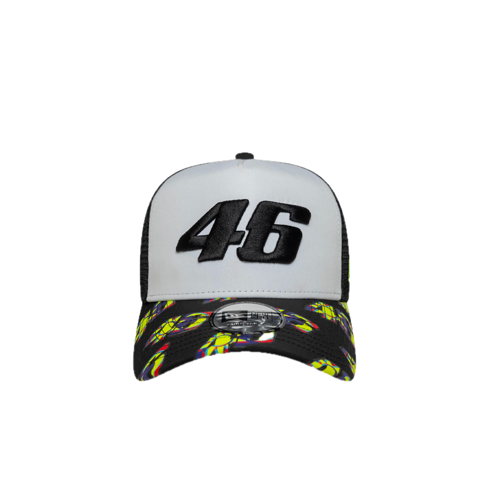 New Era VR46 Print Visor 9FORTY E-Frame Trucker Adjustable Cap Black 60897569