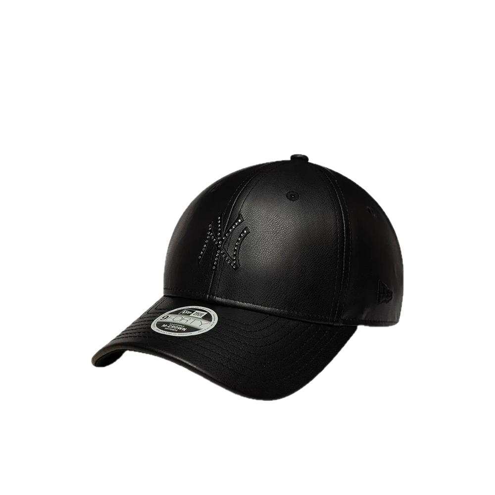 New Era New York Yankees Womens MLB Diamante PU Black 9FORTY M-Crown Adjustable Cap 60915811