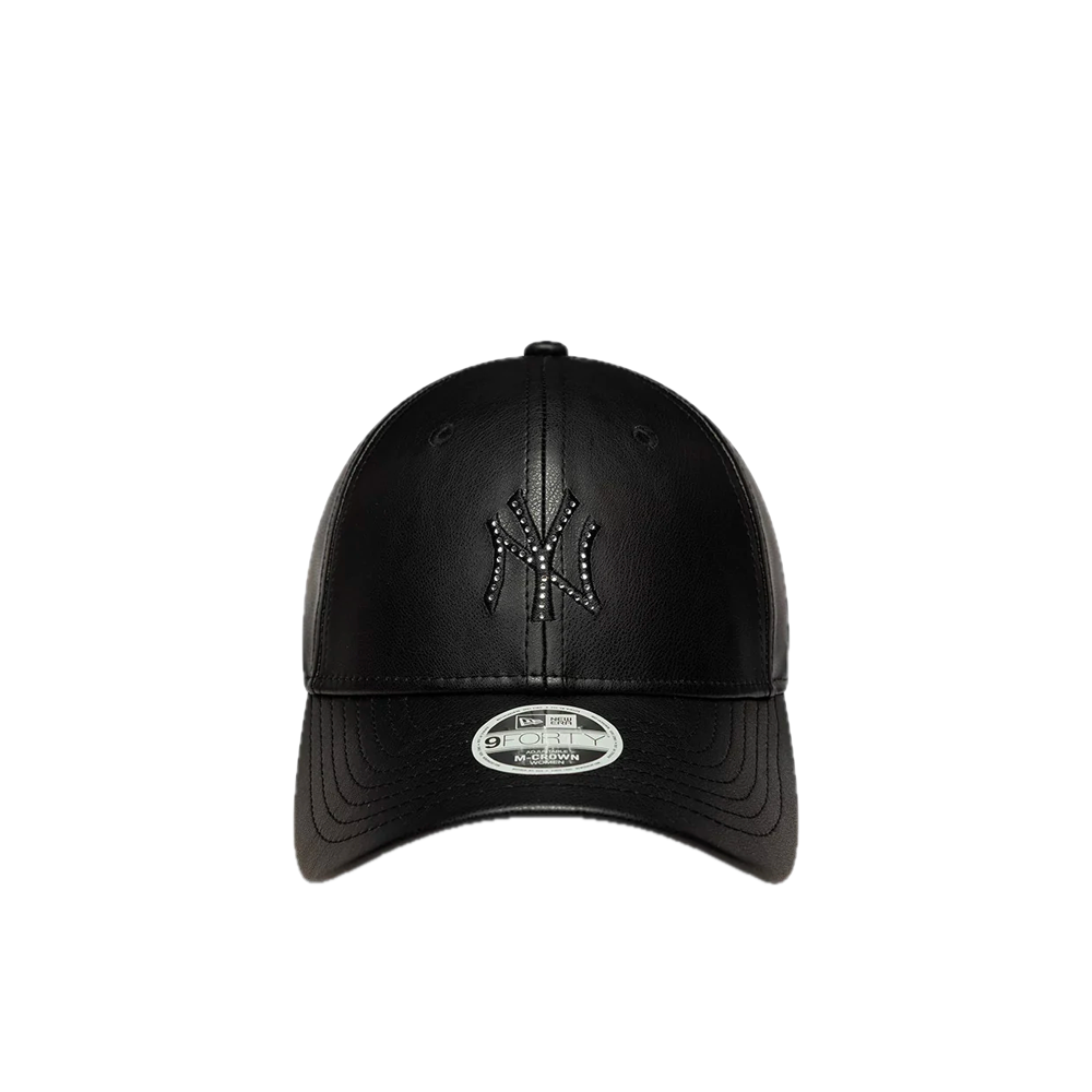 New Era New York Yankees Womens MLB Diamante PU Black 9FORTY M-Crown Adjustable Cap 60915811