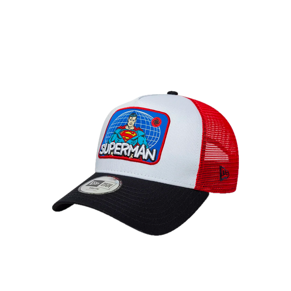 New Era Youth Superman DC Patch White 9FORTY A-Frame Trucker Adjustable Cap 60915874