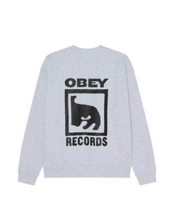 Obey Records Extra Heavy Crewneck Ash Grey 111600101_HGR