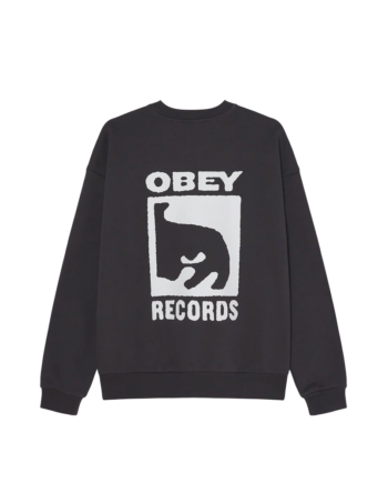 Obey Records Extra Heavy Crewneck Vintage Black 111600101_VBL