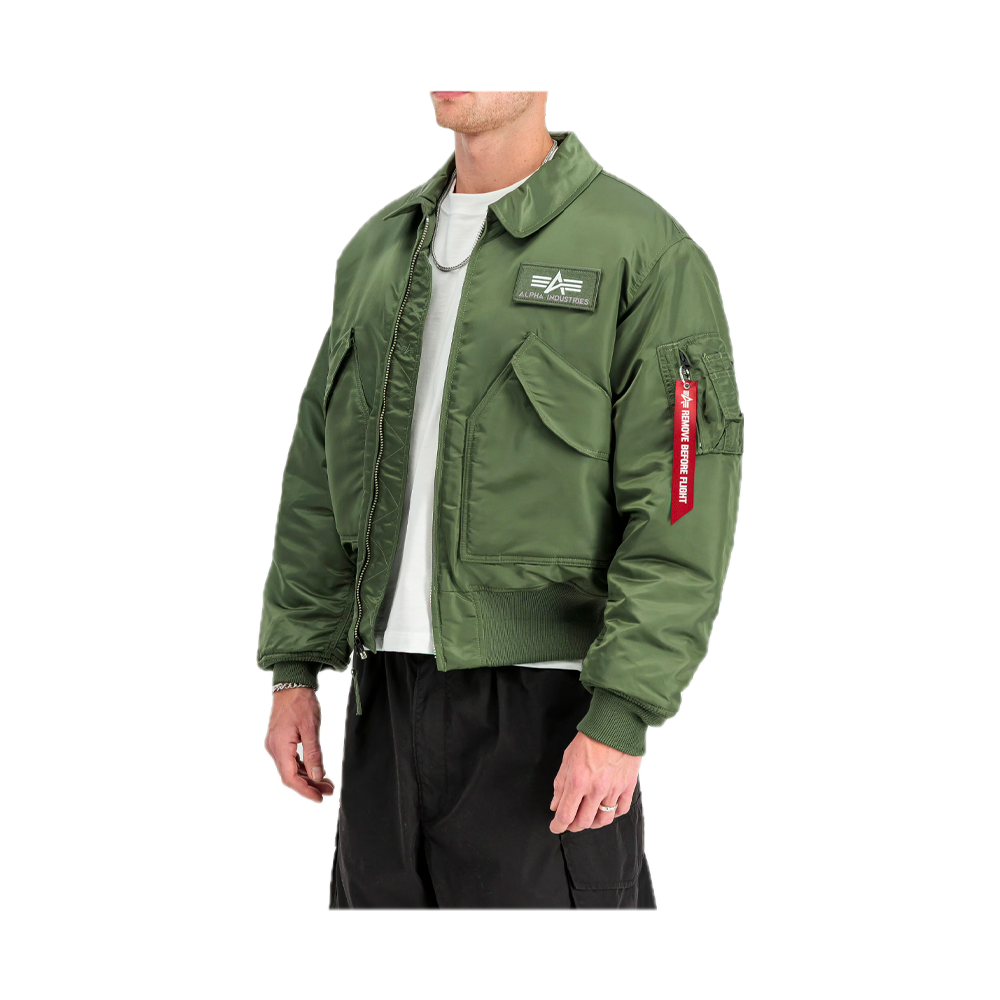 Alpha Industries CWU-45 Heritage Bomber Jacket Sage Green 100102-01 - Image 4